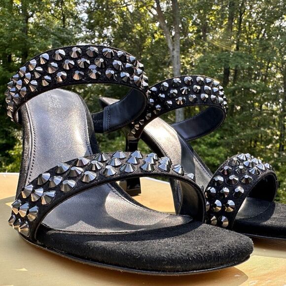 Michael Kors Clara Black Studded Heeled Sandals – Glamorous & Chic - Picture 11 of 17